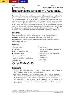 Eutrophication: Too Much of a Good Thing?