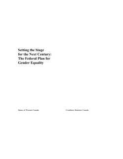 The Federal Plan for Gender Equality