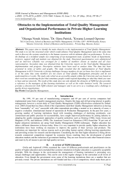 Obstacles to the Implementation of Total Quality Management