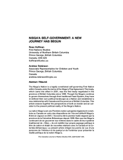 Nisga`a Self-Government: A New Journey Has Begun.
