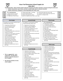 Sioux Trail Elementary School Supply List 2016-2017