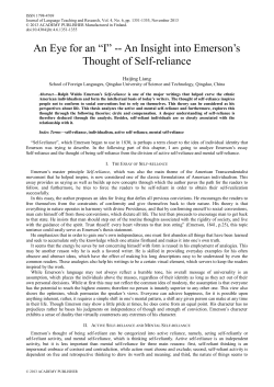 An Eye for an ―I‖ -- An Insight into Emerson`s Thought of Self