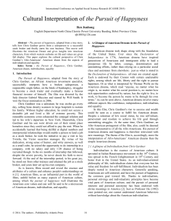 Cultural Interpretation of the Pursuit of Happyness