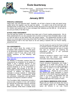 &Eacute;cole Quarterway January 2015