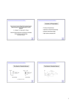 Contents of Presentation The Electric Potential Sensor The Electric