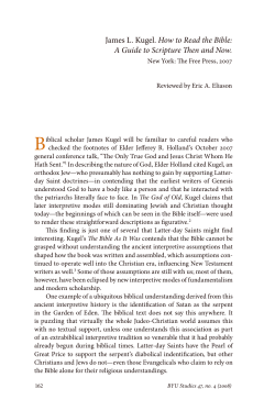 James L. Kugel. How to Read the Bible - BYU Studies