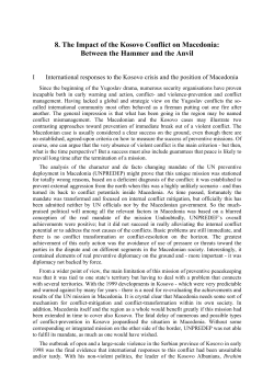 8. The Impact of the Kosovo Conflict on Macedonia