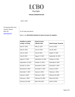 PRICING ADMINISTRATION April 1, 2015 55 Lakeshore Blvd. East