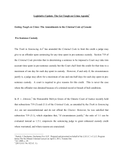 The Amendments to the Criminal Code of Canada