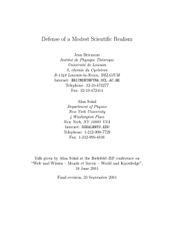 Defense of a Modest Scientific Realism Jean