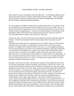 OLIVER WENDELL HOLMES &ndash; NATURAL LAW (1918)