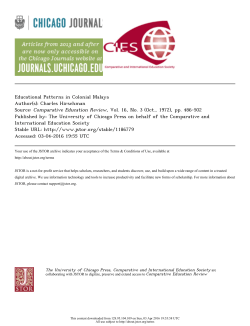 Educational Patterns in Colonial Malaya