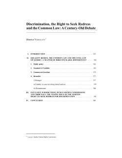 Discrimination, the Right to Seek Redress and the Common Law: A