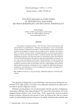 ego-psychological indicators of differential diagnosis between