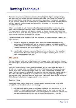 Coaching Guidance and Rowing Technique