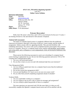 SPAN 1411_WB (4915): Beginning Spanish I Fall
