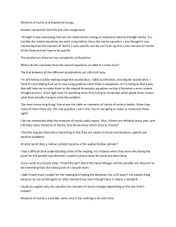 Moment of Inertia and Rotational Energy Student comments from the