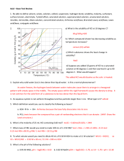 Acid &ndash; Base Test Review 1. Be able to define solvent, solute