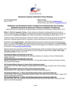 American Culinary Federation Press Release Northeast and