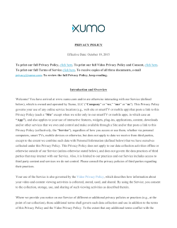 PRIVACY POLICY Effective Date: October 19, 2015 To print