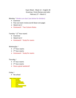 English 1B Grammar, Finish Romeo and Juliet February 27