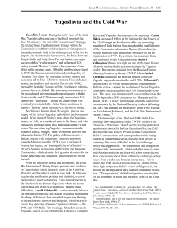 Yugoslavia and the Cold War