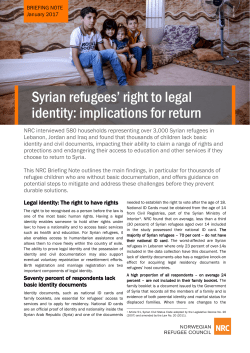 Syrian refugees` right to legal identity: implications for return