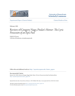 Review of Gregory Nagy, Pindar`s Homer: The