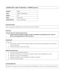 LESSON PLAN: Order of Operations &ndash; PEMDAS