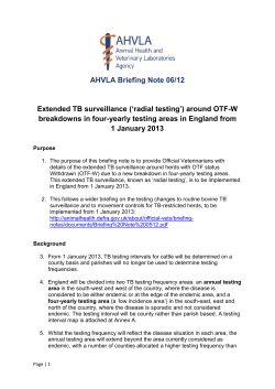 AHVLA Briefing Note 06/12 Extended TB surveillance (`radial testing