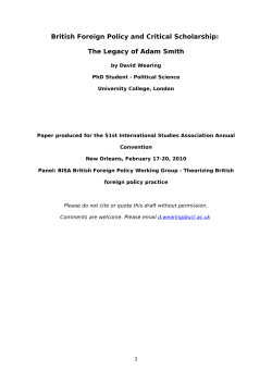 British Foreign Policy and Critical Scholarship: The Legacy of Adam