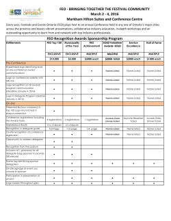 4, 2016 Markham Hilton Suites and Conference Centre FEO Recogni