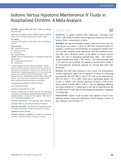 Isotonic Versus Hypotonic Maintenance IV Fluids in