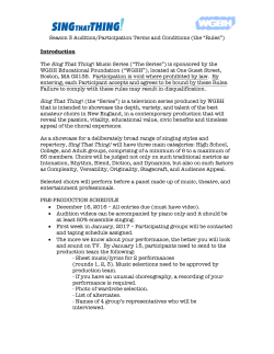 Audition/Participation Terms and Conditions