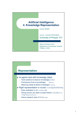 Artificial Intelligence 4. Knowledge Representation