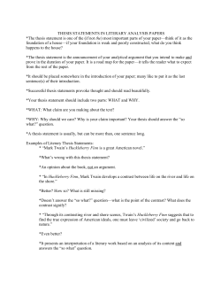 THESIS STATEMENTS IN LITERARY ANALYSIS