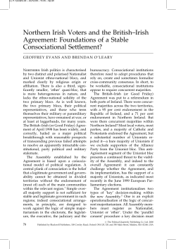Northern Irish Voters and the British&plusmn;Irish Agreement: Foundations