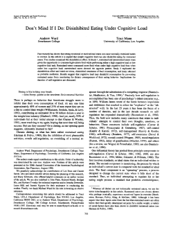 Don`t Mind If I Do: Disinhibited Eating Under Cognitive