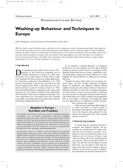 Washing-up Behaviour and Techniques in Europe