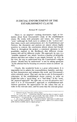 JUDICIAL ENFORCEMENT OF THE ESTABLISHMENT CLAUSE