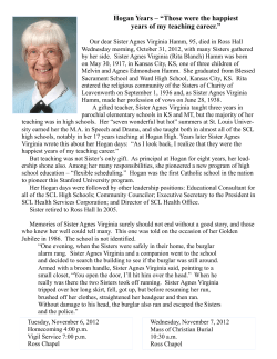 Hogan Years &ndash; &ldquo;Those were the happiest years of my teaching career.&rdquo;