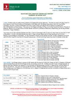 SOUTH MOLTON LIVESTOCK CENTRE SALE REPORT