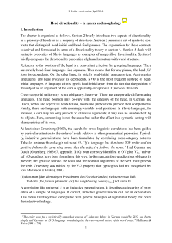 Head directionality &ndash; in syntax and morphology 1