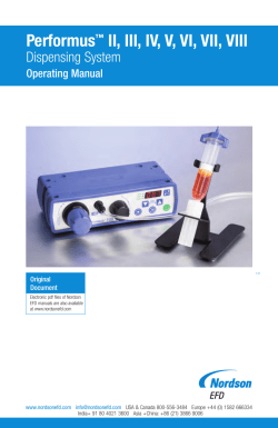 Performus&trade; II - VIII Dispensing System Operating Manual