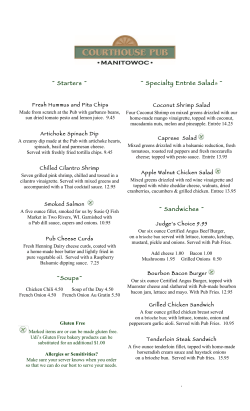 Print Menu - Courthouse Pub