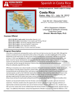 Spanish in Costa Rica - Azusa Pacific University