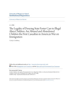 The Legality of Denying State Foster Care to Illegal Alien Children