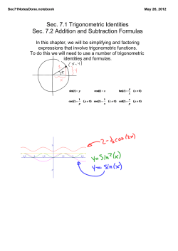Sec. 7.1 Trigonometric Identities Sec. 7.2 Addition and Subtraction