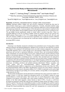 Experimental Study on Removal of H2S using MDEA Solution in