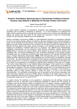 Positron Annihilation Spectroscopy to Characterize Irradiation